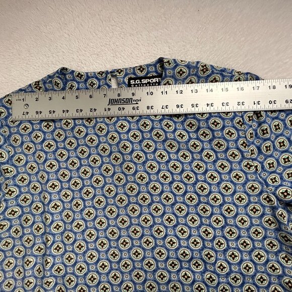 Vintage S.G. Sport Collection Womens Blue Floral Print Short Sleeve Blouse Large - Picture 6 of 8